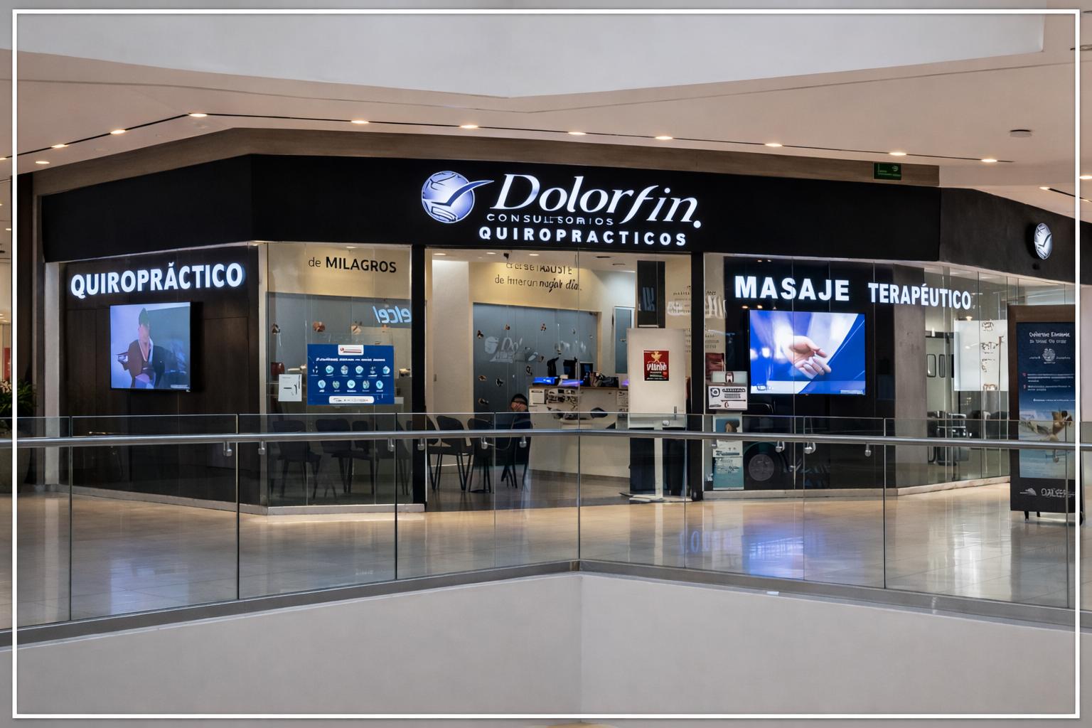 Fachada de Dolorfin Galerías Coapa en Calzada del Hueso, Tlalpan, CDMX Sur – Quiropráctica y Fisioterapia profesional en zona comercial
