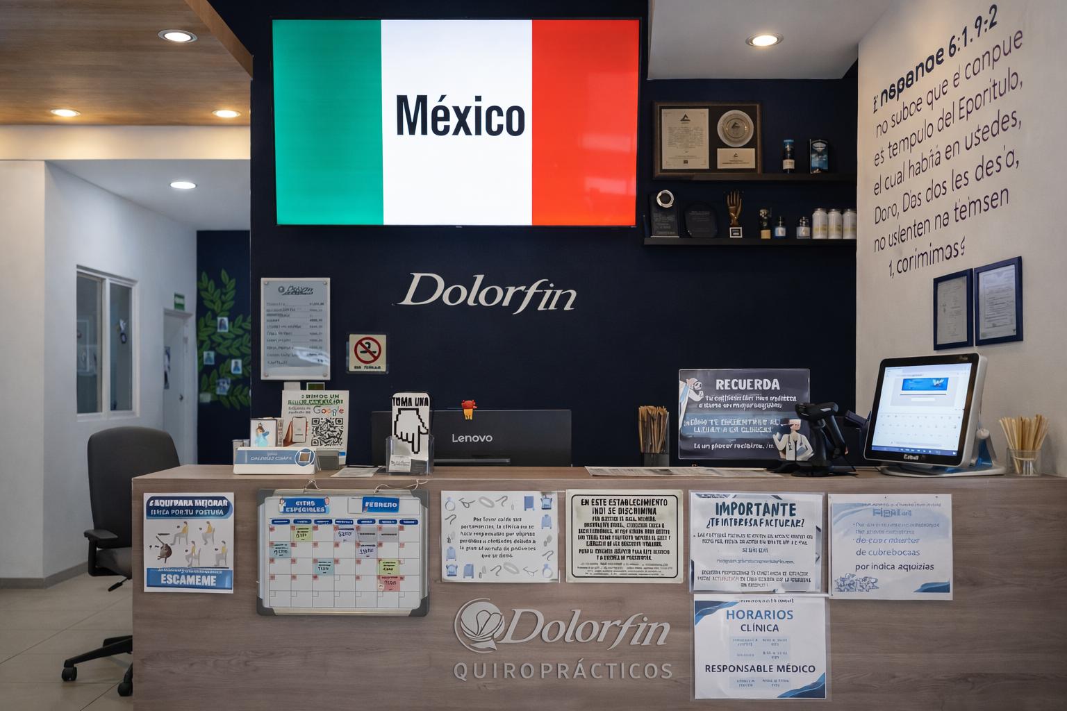 Recepción y área de espera en Dolorfin Galerías Coapa – Tlalpan CDMX