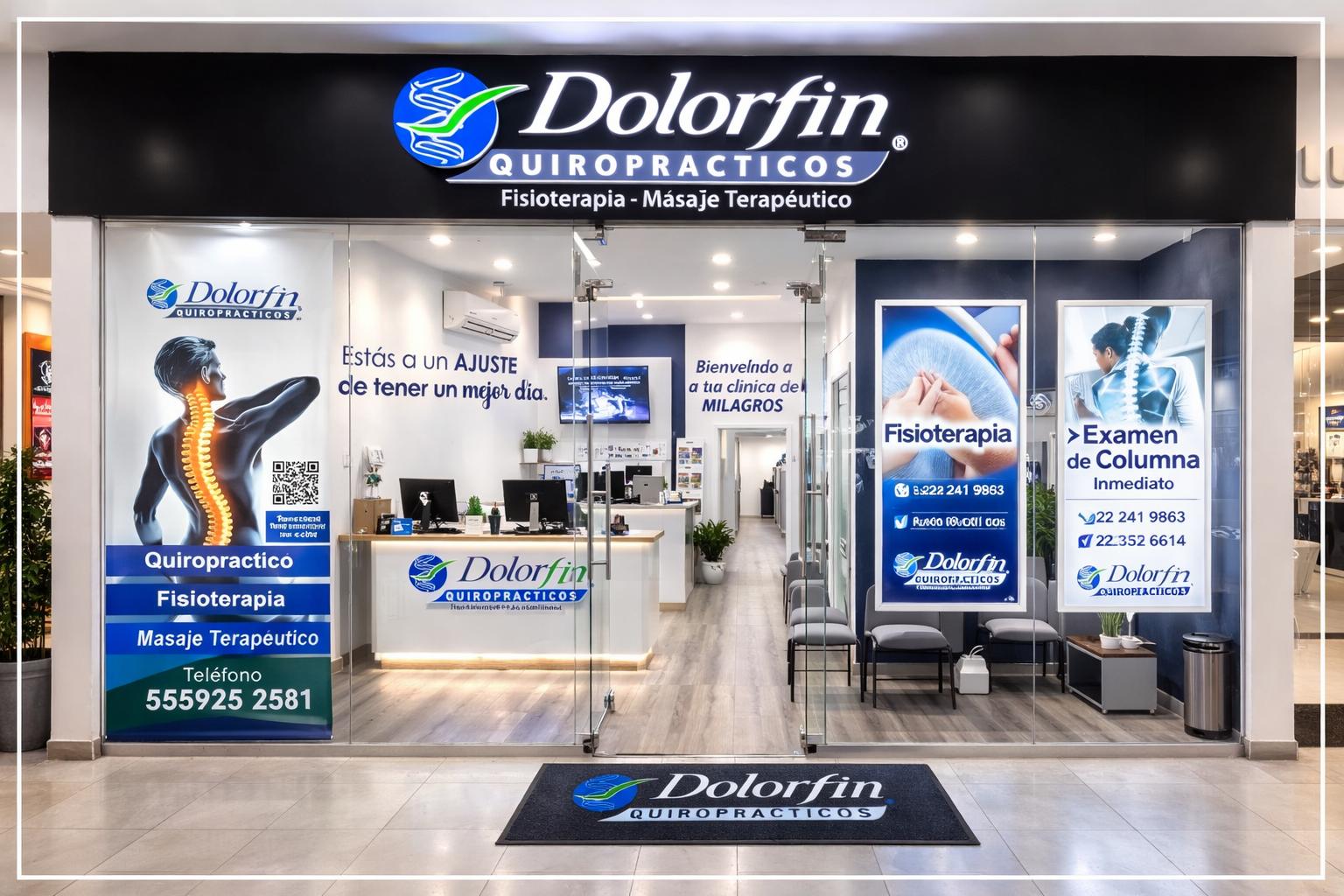 Fachada exterior Dolorfin Puebla – Clínica de quiropráctica y fisioterapia en Angelópolis Atlixcáyotl, San Andrés Cholula, Puebla